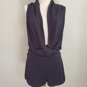 Black Plunge Neck Romper